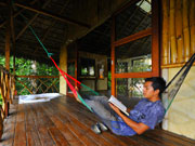 Cabaña de Lujo - La terraza. Arcoiris Jungle Lodge. Ecuador